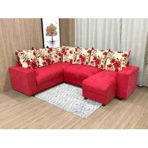 Sofá Canto Vermelho Floral 608/25 Áustria
