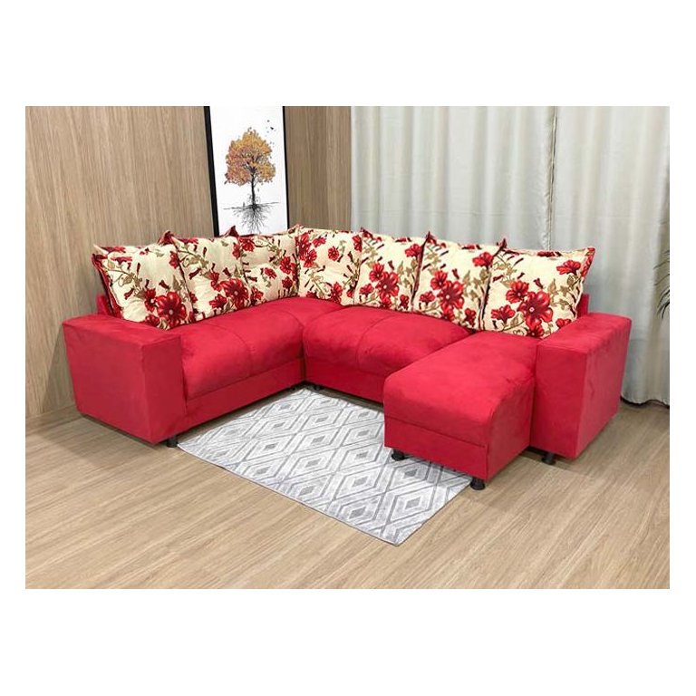 Sofá Canto Vermelho Floral 608/25 Áustria