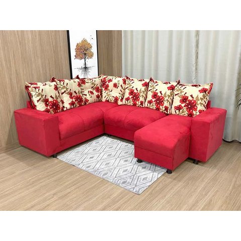Sofá Canto Vermelho Floral 608/25 Áustria