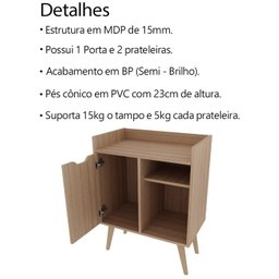 Aparador Balcao Bar Cantinho do Cafe Multiuso Ap2310 Amendoa Tecno Mobili - 3