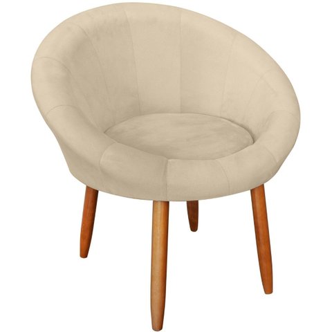 Poltrona Sala Decorativa Moderna Estofada para Recepção Resistente Tecido Veludo Pés de Madeira
