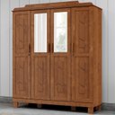 Ver imagem 2 de Guarda Roupa 4 Portas Espelho com Aplique 152 Cm 1272 Castanho Milani Store