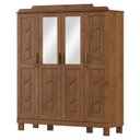 Ver imagem 1 de Guarda Roupa 4 Portas Espelho com Aplique 152 Cm 1272 Castanho Milani Store