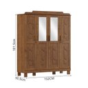 Ver imagem 3 de Guarda Roupa 4 Portas Espelho com Aplique 152 Cm 1272 Castanho Milani Store