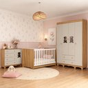 Ver imagem 1 de Quarto de Bebê Completo com Berço Americano 3 em 1 e Colchão Incluso Flor Multimóveis MP4929