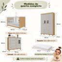Ver imagem 7 de Quarto de Bebê Completo com Berço Americano 3 em 1 e Colchão Incluso Flor Multimóveis MP4929