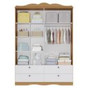 Ver imagem 3 de Dormitório Encanto Guarda Roupa, Cômoda e Berço Harmonia Nature/branco com Capitonê - Permóbili