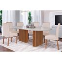 Ver imagem 1 de Conjunto: Mesa de Cozinha Ester Tampo Madeirado Oval C/ Vidro 210x100cm e 6 Cadeiras Clarice