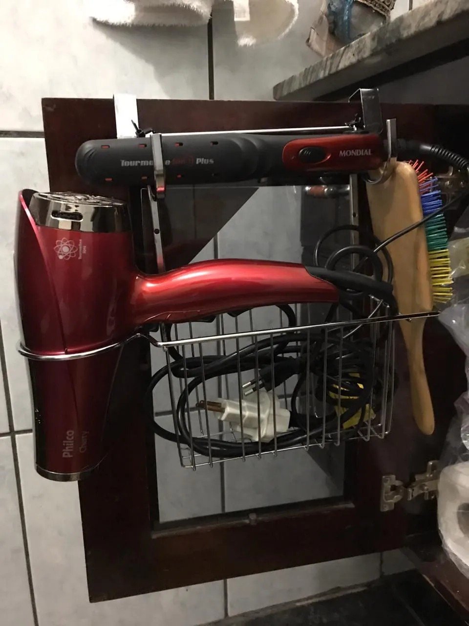 Organizador Suporte Para Secador E Chapinha Cesto Porta Escova Com Kit ...