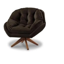 Poltrona Decorativa Verona Com Base Giratória Suede - Marrom - 1