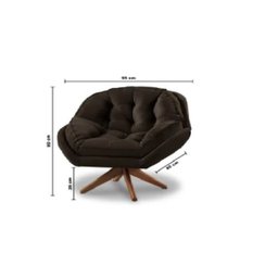 Poltrona Decorativa Verona Com Base Giratória Suede - Marrom - 3