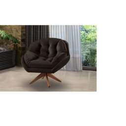 Poltrona Decorativa Verona Com Base Giratória Suede - Marrom - 2