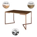 Ver imagem 3 de Mesa Jantar Industrial Retangular Amêndoa 120x75 Base V Cobre C/ 4 Cadeiras Estofada Nude Médio Made