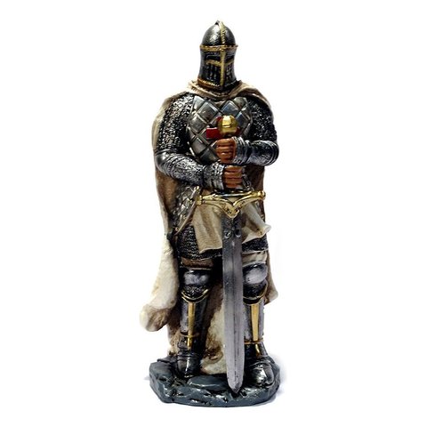 Guerreiro Medieval Templario 00062 Prateado