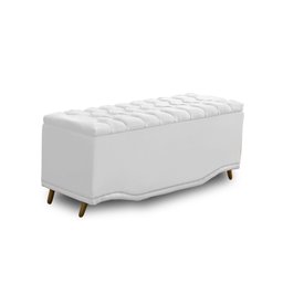 KIT + Cabeceira Com Recamier Baú Dunas Princesa em captonê 1,95 Casal Cama Box Branco Corino Dalaqua - 3