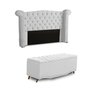 KIT + Cabeceira Com Recamier Baú Dunas Princesa em captonê 1,95 Casal Cama Box Branco Corino Dalaqua - 1