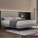 Ver imagem 2 de Cama Casal King com Cabeceira 199cm Pés Metálicos Elisa S05 Linho Marrom - Mpozenato