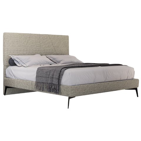 Cama Casal King com Cabeceira 199cm Pés Metálicos Elisa S05 Linho Marrom - Mpozenato