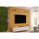 Ver imagem 1 de Rack Bancada C/ Painel P/ Tv até 80 Pol Pratic / Celine Ripado Portas e Gavetas 275x240cm Cedro/off
