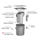 Ver imagem 2 de Super Caixa de Gordura 43 Litros com Cesto para Limpeza Cor Cinza Durín