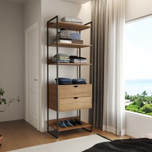 Modulo Closet Industrial com Gaveta Ferro Preto Amêndoa