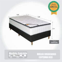 Colchão Solteiro Molas Ensacadas Miami + Base 88x188x71 - 5