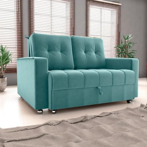 Sofá Cama Milão 2 Lugares 140cm Verde Veludo