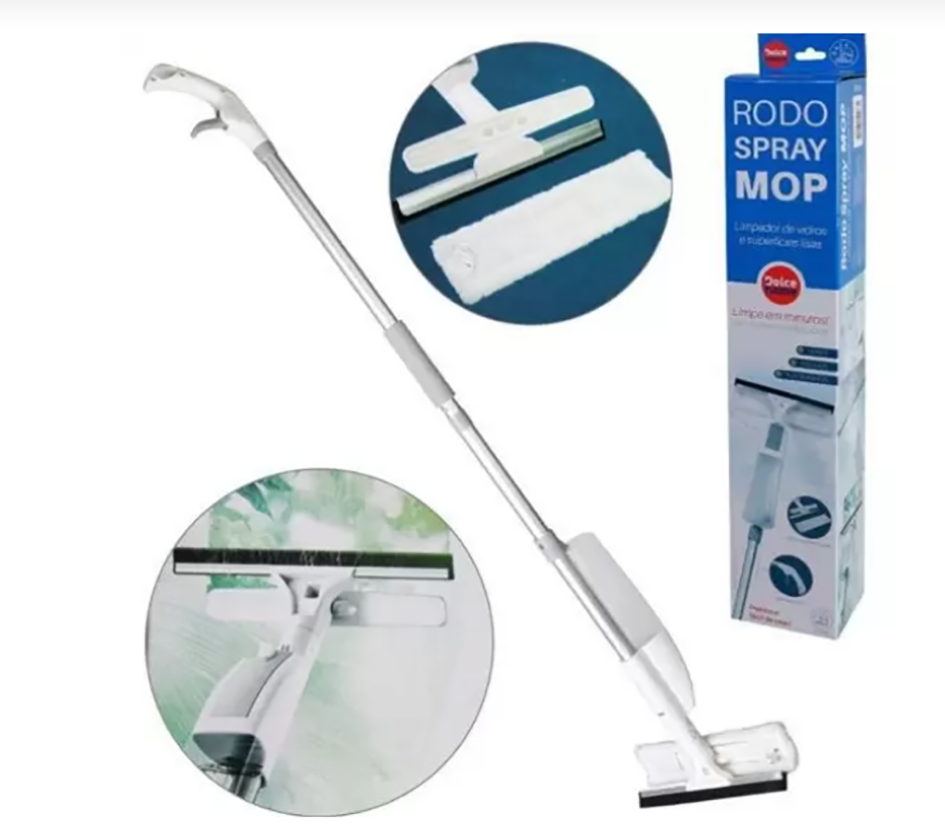 Rodo Mop Spray Limpa Seca Vidro Com Recipiente Branco 400ml - 4