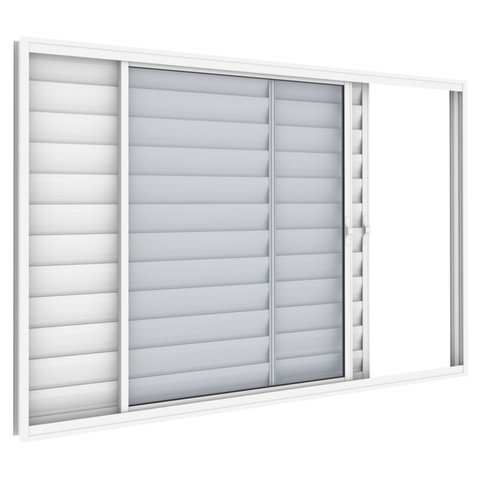 Janela Veneziana 3 Folhas sem Grade em Alumínio Branco com Vidro Liso Incolor 1,20 x 1,00 x 7 cm