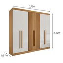Ver imagem 3 de Guarda Roupa Casal Ripado 6 Portas 6 Gavetas da Vinci Cinamomo Off White 100% Mdf - D' Doro