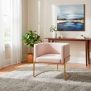 Ver imagem 1 de Poltrona Decorativa Luna Estofada Base Metálica Suede: Suede Bege