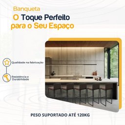 Kit 5 Bancos Quadrado Junco Argila para Bancada Alta Cozinha Área Gourmet Bistrô Piscina Bar - 3