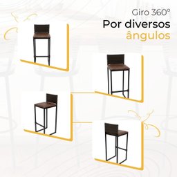 Kit 5 Bancos Quadrado Junco Argila para Bancada Alta Cozinha Área Gourmet Bistrô Piscina Bar - 5