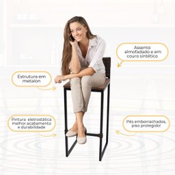 Kit 5 Bancos Quadrado Junco Argila para Bancada Alta Cozinha Área Gourmet Bistrô Piscina Bar - 4
