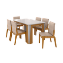 Ver imagem 2 de Conjunto de Mesa com 6 Cadeiras Opera Marrom/Marromle/Off White
