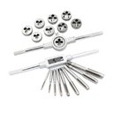 Ver imagem 3 de Kit Jogo de Tarracha Femea e Macho Pente Abre Rosca Fina 20 Pecas Cossinete Manual com Maleta