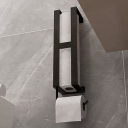 Suporte Porta Papel Higiênico Parede Papeleira Preto Fosco - 2