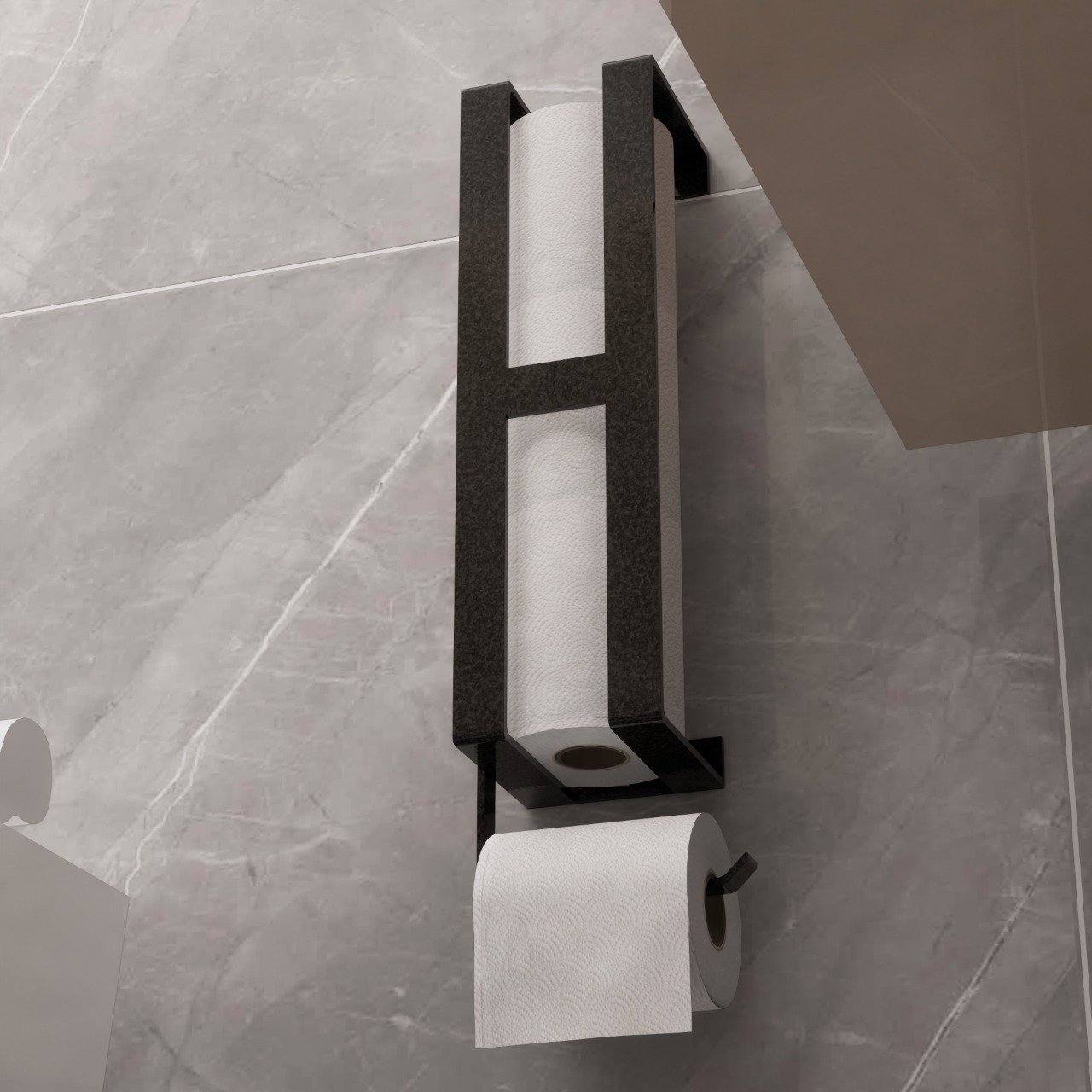 Kit Banheiro 4 Peças Aço Inoxidável - Suporte Papel E Toalhas Preto Fosco