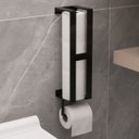 Ver imagem 3 de Suporte Porta Papel Higiênico Parede Papeleira Preto Fosco