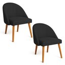 Ver imagem 1 de Kit 02 Cadeiras Poltrona de Jantar Luna Suede Preto Pés Palito Castanho - Pallazio