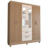 Guarda-roupa Solteiro Virtuoso 6 Portas 2 Gavetas com Espelho Canelato/off White - Panorama Móveis - 3