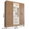 Guarda-roupa Solteiro Virtuoso 6 Portas 2 Gavetas com Espelho Canelato/off White - Panorama Móveis - 4