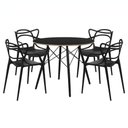 Ver imagem 1 de Conjunto Mesa Redonda Eames Black 90cm + 4 Cadeiras Allegra Sala Cozinha Jantar - La Mobilia