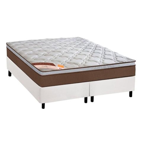 Cama Box King: Colchão Molas Pocket Ensacadas Castor Revolution + Base CRC Courano Branco(193x203)