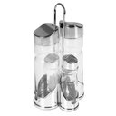 Ver imagem 1 de Galheteiro Vidro de Mesa 5 Pecas Suporte Kit Azeite Vinagre Sal Tempero Cozinha Bar Restaurante