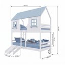 Ver imagem 4 de Beliche Casinha Encantada com Kit Escada/ Escorregador Madeira Maciça Branco/ Azul Housin