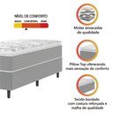 Ver imagem 5 de Cama Box Solteiro Molas Ensacadas Pillow Top 88x188x63cm Martino Cinza Umaflex Cinza