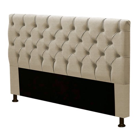 Cabeceira Estofada Cama Box Casal King Size Cristal 195cm Linho Areia - Desk Design