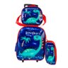 Kit Mochila Infantil com Rodinhas Meninos Bolsa Escolar Dinossauro Estojo e Lancheira Térmica Dino - 1
