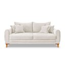 Ver imagem 5 de Sofá Living 2 Lugares Bouclê Branco 1.60m Pés em Madeira Bz Home Decor